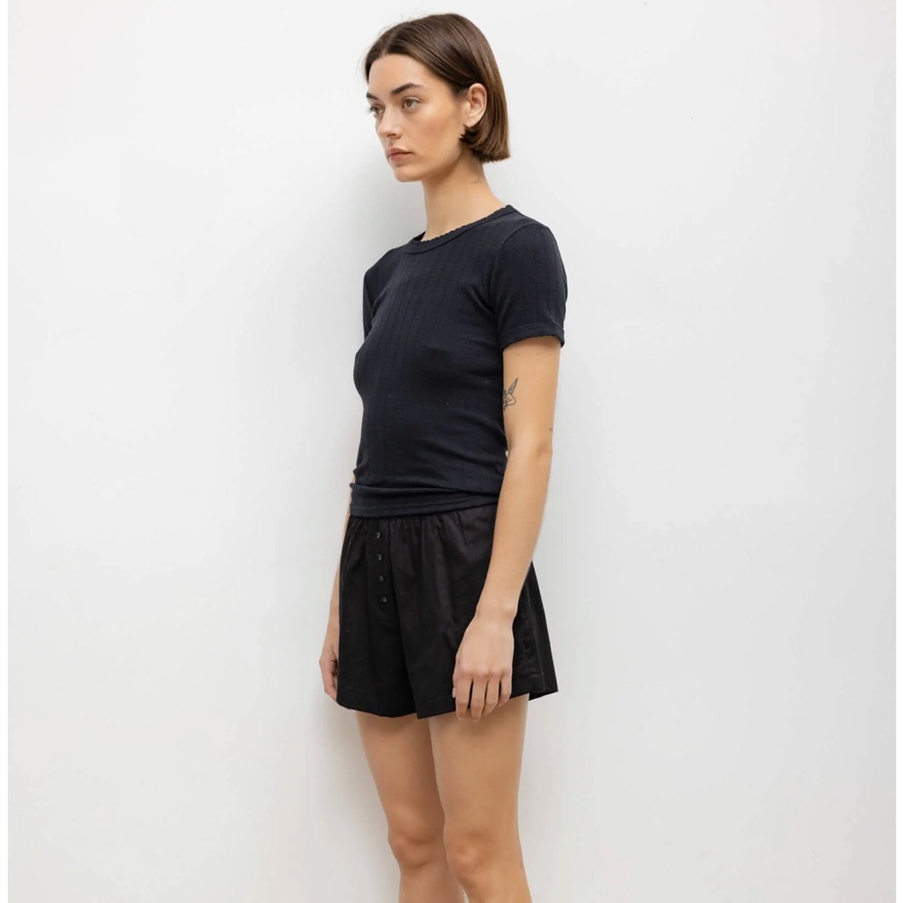 LESET Black Pointelle Tee - Picture 4 of 6